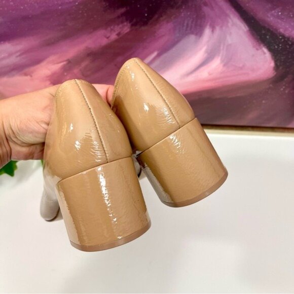 27 Edit Naturalizer Rebecca Patent Leather Block Heels Pump in Taupe Size 9 - Picture 7 of 8